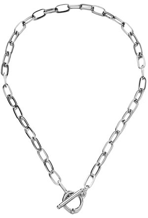 Accessories 925 Sterling Silver Coin Toggle Necklace For Women, Toggle Paperclip Chain Padlock Pendant Necklace - Lock And Key, Heart, Coin Chain Pendant Necklace