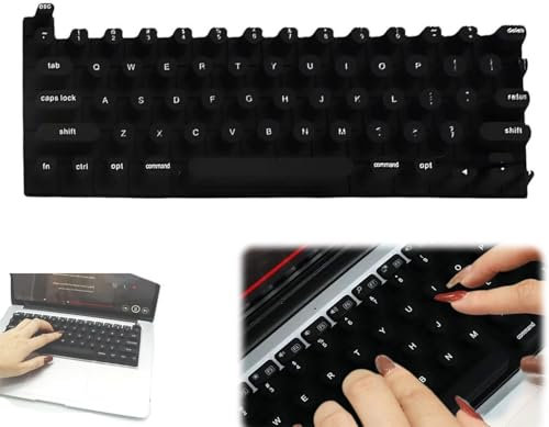 Keyboard Film for Nail Art,Full-Size Keyboard Film,Silicone Raised Keyboard Protective Cover,Nail Art Keyboard Film,Keyboard Cover for Long Nails Typing and Gaming (Black, Round Shape)