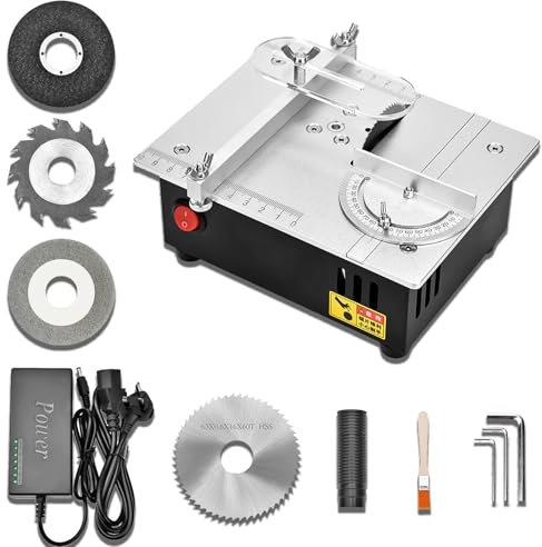 Precision Mini Electric Table Saw, DIY Hobby Handmade Woodworking Bench Cutting Machine Adjustable Cut Depth Small Desktop Saw for Miniature Wood Craft (Style-2)
