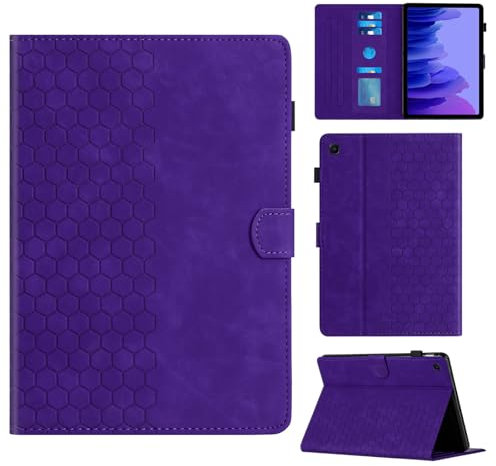 Rosbtib Custodia per Samsung Galaxy Tab A7 10.4 2022/2020 Modello SM-T500/T505/T507 con supporto con slot per schede, custodia in ecopelle con motivo a trama esagonale per Galaxy Tab A7, Viola