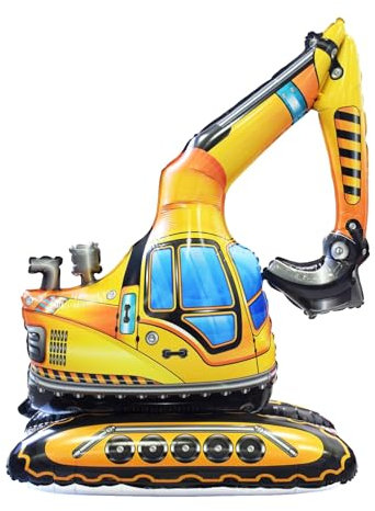 ParPix Bagger Stehender Folienballon, 3D Bagger Luftballon, 136x105cm, Grüne Baustelle Ballon Dekoration, Kindergeburtstag, Bauarbeiter Party, 1 Stück