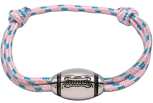Ernestine - Bracelet rugby - taille ajustable, cadeau fête des pères papi - joueurs de rugby, avec breloque ballon de rugby - bracelet rugby XV de France pour hommes - cadeaux homme papi - rugbyman