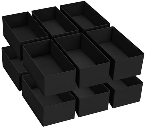 DIMJ Schubladen Organizer Schrank Organizer - Kleiderschrank Organizer Faltbare Unterwäsche Organizer, Organizer Schublade Stoff für Baby Kleidung, Kinder Socken, 12 Stück, Schwarz