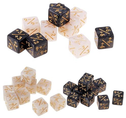 hurifeng 48 Stück Würfel Set, Akryldice D6 für Kartenspiele, MTG und CCG, 1.6 cm (perlmuttartig Schwarz & Weiß)