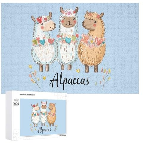 Alpaca Love Heart Jigsaw Puzzles for Adult Family Activities Games Home Decor Puzzle 1000 PCS