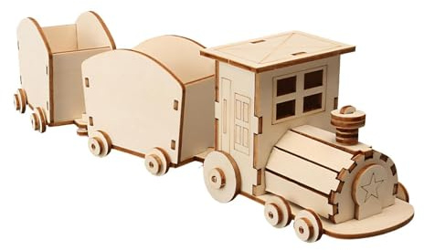 KiBcsLic DIY Eisenbahnmodellbausatz Aus Holz – Wissenschaftsspielzeug für Kinder – DIY Experimentierkasten Aus Holz für Vorschulkinder
