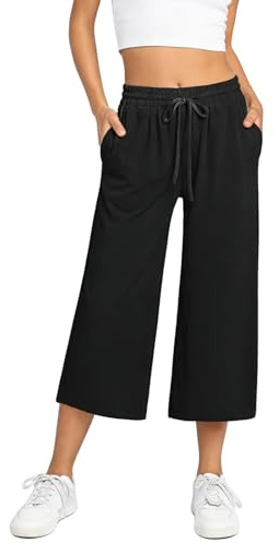 InfiniZer Culotte Damen Sommer 3/4 Hose Leicht und Atmungsaktiv mit Taschen Weites Bein Sommerhose