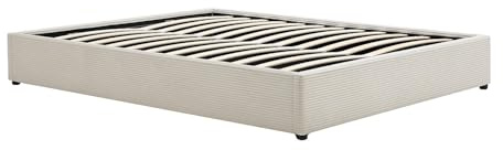 Vente-unique - Sommier Coffre 160 x 200 cm en Velours côtelé - Beige - FIRMEO de YSMÉE