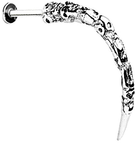 Piersando Piercing Stab Stecker Long Claw Tribal für Lippen Lippe Labret Lippenpiercing Ohr Tragus Ohrpiercing Helix Totenkopf