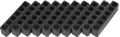 Toolcool 10 Pcs 6 Holes Hex Bit Holder Organizer Screwdriver Bit Holder 1/4 Inch Bit Storage Flexible Plastic - Black