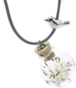 Bird Kette Anhänger silberfarben echtes Boro Glas Handmade Pusteblume Hortensie Löwenzahn Tolle Geschenkidee