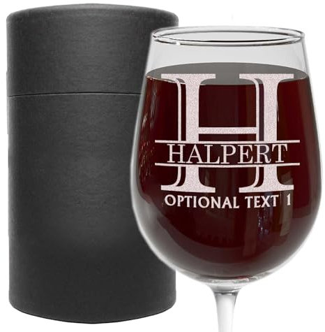 Personalised Etched 473ml Stemmed Wine Glass Cup, Custom Engraved Red White Wine Glasses for Mum Her, Customised Wedding Decoration Décor, Anniversary Birthday Gifts Presents - Halpert