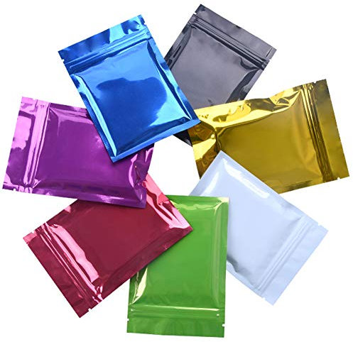 140 Piezas Mylar Bolsas con Cierre de Cremallera Bolsas de Papel de Aluminio,Bolsa Plana de Cierre Mylar de Papel Metálico,metálica Foil Plana de Almacenamiento de Alimentos ZipLock