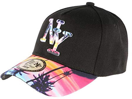 Cappello NY blu rosa con visiera da baseball Fashion Tropic Night – unisex Nero Taglia Unica