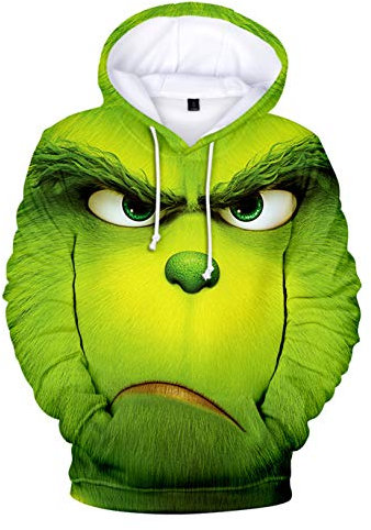 HUASON Kreativer Weihnachts Pullover Weihnachtsmann 3D Hoodie Lustiger Bequemes Langarm Sweatshirt für Herren und Damen(2XL)