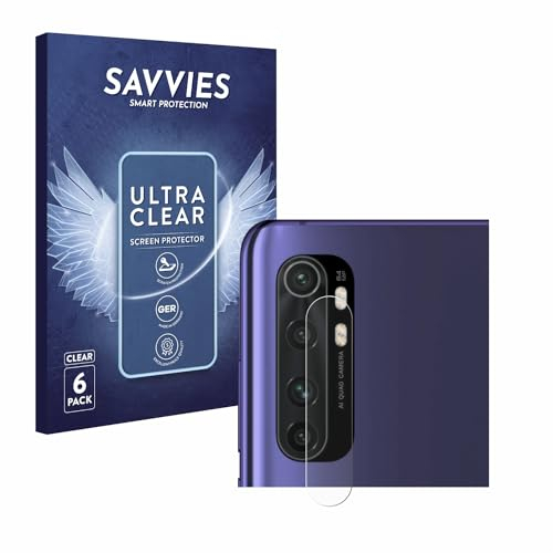 Savvies 6 Stück Schutzfolie für Xiaomi Mi Note 10 Lite (NUR Kameraschutz) Displayschutz-Folie Ultra-Transparent