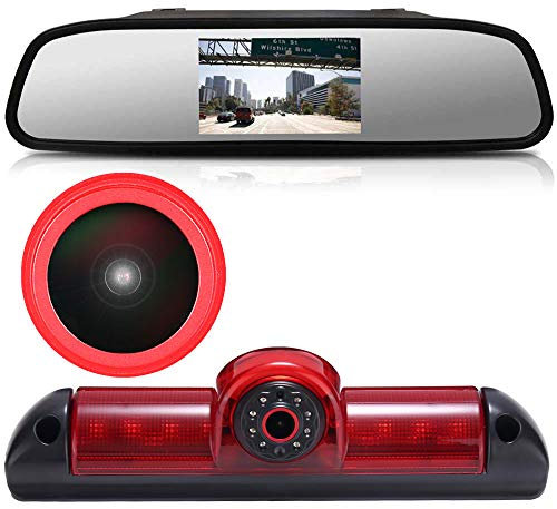 3rd Bremslicht Rückfahrkamera Wasserdicht Nachtsicht Kamera+4,3 Rückspiegel für Van FIAT Ducato X250 X290 Bus Kasten 2006/Peugeot Boxter 2006/Citroen Jumper 2006
