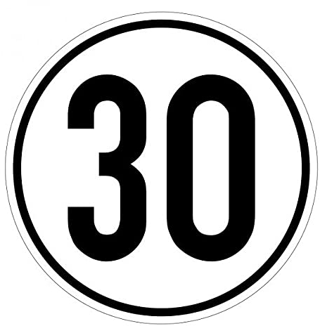 Aufkleber Geschwindigkeits-Schild 30 km/h Folie gemäß StVZO § 58 | Ø5-30cm Made in Germany, Größe: Ø10 cm