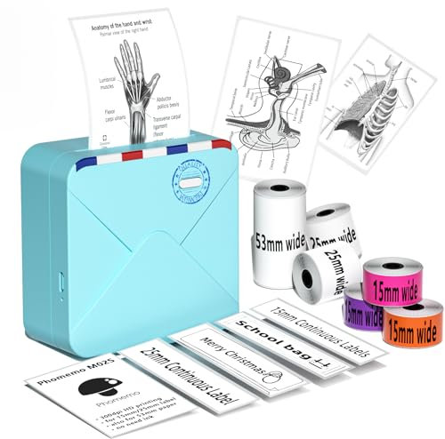 Phomemo M02S - Kit de Impresora portátil inalámbrico Bluetooth térmico 300 dpi HD, Adecuado para niños, Fotos de organización, Compatible iOS y Android, Color Verde