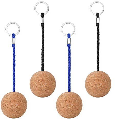 QKURT 4 PCS schwimmende Kork schlüsselanhänger, 53mm schwimmende Kork-Kugel Leichtes Key Float Wassersportzubehör zum Schwimmen Tauchen Angeln Kanufahren Segeln Kajakfahren Marineboot