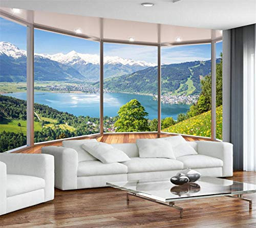 Carta Da Parati Personalizzata 3D Foto Murale Balcone Finestre Finestre A Pavimento Paesaggio Carta Da Parati 3D Murale,400*280Cm