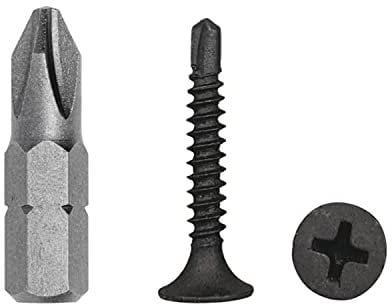 Paquete de 400 tornillos para paneles de yeso de acero al carbono fosfatado negro, tornillos de 3,5 x 25 mm, tornillos autorroscantes para chapa de yeso (400, 3,5 x 25 mm)