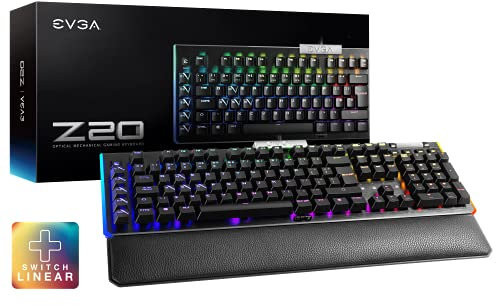 EVGA Z20 RGB Optical Mechanical Gaming Keyboard, RGB Backlit LED, Optical Mechanical Switches (Linear) Spanish Layout 811-W1-20SP-K2 Black