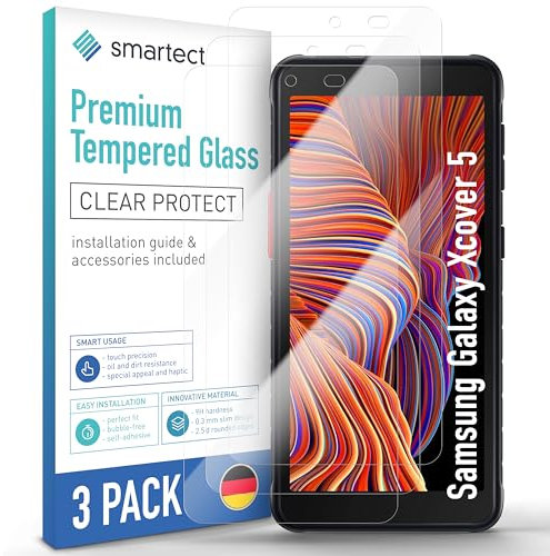 smartect Schutzglas [3 Stück, Klar] kompatibel mit Samsung Galaxy Xcover 5, HD Schutzfolie Anti-Kratzer, Blasenfrei, 9H Härte, 0.3 mm Ultra-klar, Ultrabeständig