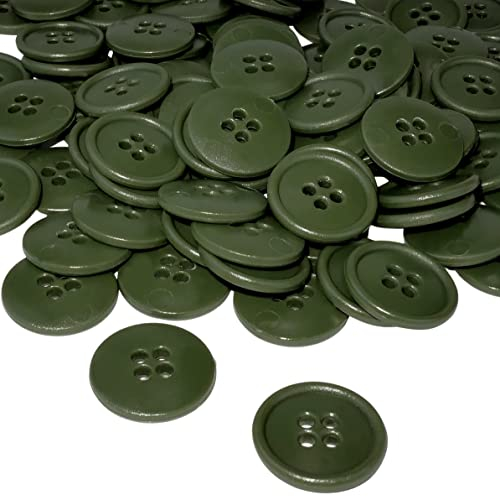 AERZETIX - C56523 - Satz von 100 Knöpfe zum nähen runden Ø20x3 mm mit 4 löchern - farbe olivgrün 32L L32 - aus kunststoff - öffnung 3 mm - kurzwaren nähen kleidung mode stricken decoration