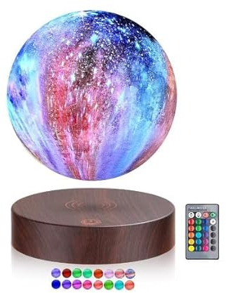 Vnemofey schwebende Mondlampe mit 16 Farben Modi, Schweben und Spinnen in der Luft frei mit 3D-Druck Galaxy Mond-Lampe für Raumdekoration, Nachtlicht, Büro-Schreibtisch