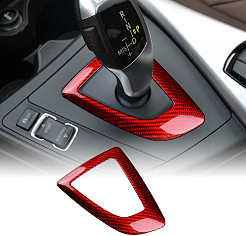KUNGKIC Kohlefaser Auto Schaltknüppel Panel Abdeckung Compatible with BMW F20 F21 F22 F23 F30 F34 F32 F36 F35 F33 Zubehör Innenraum Dekorative Rot