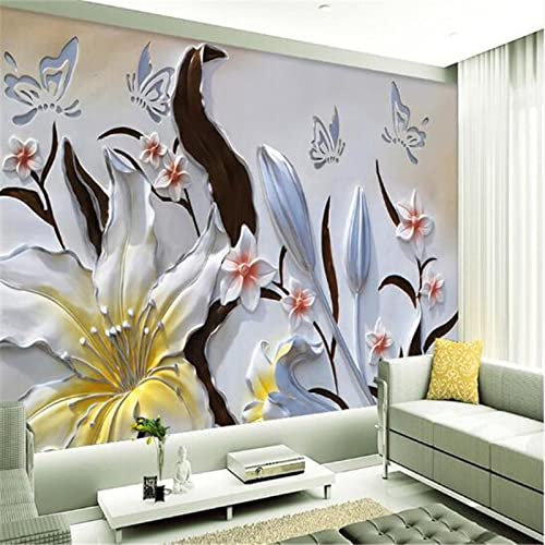 BOEERLCNL Papier peint 3d peinture murale prune relief style simple salon chambre décoration de la maison murale intérieur mur art autocollant