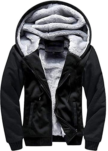 LLdress Giacca con Cappuccio da Uomo Felpa con Cappuccio con Cerniera Fodera Calda Giacca Invernale con Tasche Felpa in Pile per Escursionismo Campeggio