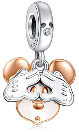 H.ZHENYUE Jewellery Love&heart Mouse Charm Beads for Bracelets,925 Sterling Silver,Christmas,Halloween,Birthday,Valentine's Day,Mother's Day,Gifts for Women,Wife,Girls
