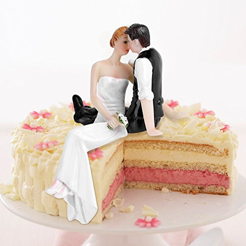 YUMILI Wedding Cake Toppers, Wedding Bride and Groom Cake Lid Figurine, Artificial Resin Bride and Groom So Much in Love Couple, Kissing Couple Cake Topper For Home Wedding Decorations
