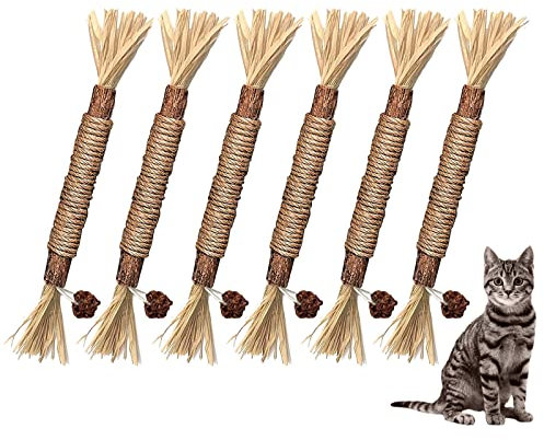 OTKARXUS Katzenspielzeug, Katzenminze, 6 Stück, natürliche Silberreben-Kaustäbe, Katzenminze, Spielzeug für Innenbereich, Katzenzähne, Reinigung von Kätzchen, Zahnen und Stressabbau