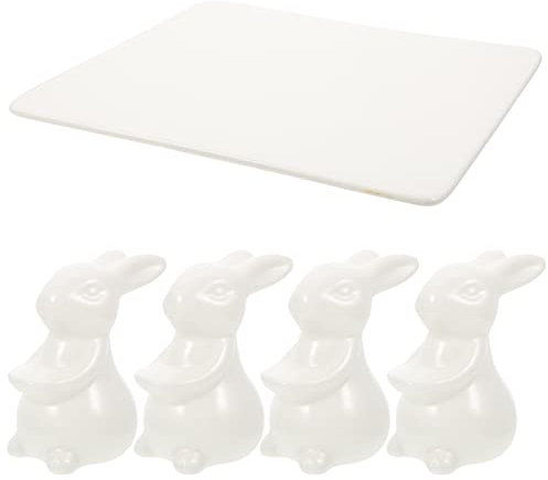 SHERCHPRY Desserttablett Osterhase Tortenständer Keramik Dessertteller Cupcake Ständer Bonbonniere Kaninchen Dessert Food Server Tablett Für Kuchen Snacks Eier Kekse Ostern Tischdekoration