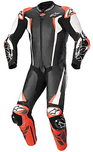 Alpinestars Absolute V2 1-Teiler Motorrad Lederkombi, schwarz/weiß/rot, 52 | Atmungsaktiv
