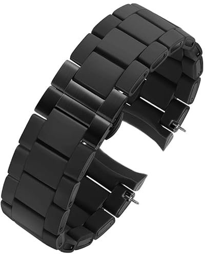 Uhrenarmband, for Armani Ar5905/5920/5921/5906 Herren Damen Gummi Silikonbeutel Edelstahl Uhrenarmband Zubehör 23mm 20mm (Color : Black-black, Size : 23mm)