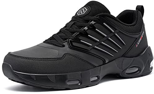 LARNMERN Zapatillas de Cocina Hombre Zapatos de Trabajo Hostelería Calzado Antideslizante sin Puntera (Negro,42)