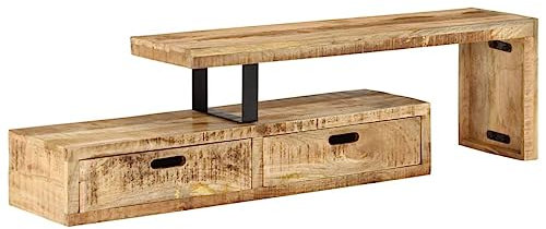 Tidyard TV-Schrank,Fernsehtisch,TV Lowboard,Fernsehschrank, TV Bank, TV Table,TV Möbel TV Kommode Fernseher Regal Sideboard HiFi-Schrank TV Tisch Massives Mangoholz mit natürlichem Finish