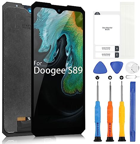 Pantalla LCD para Doogee S89 / S89 PRO, S89 / S89 PRO 6.3 LCD Display para Doogee S89 / S89 PRO Touch Screen Digitizer Repuesto Assembly con kit de reparación, negro