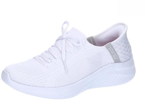 Skechers Ultra Flex 3.0 Brilliant Path, Zapatillas Mujer, White Knit Light Gray Trim, 37.5 EU