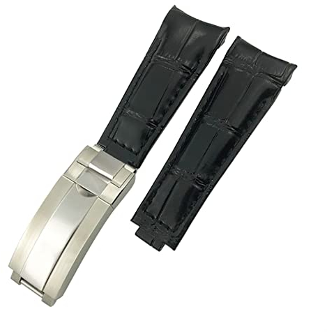 BONOOL Echtleder-Armband mit gebogenem Ende, 20 mm Schiebeverschluss-Schnalle, für Rolex GMT Submariner Hulk Oyster-Uhrenarmband
