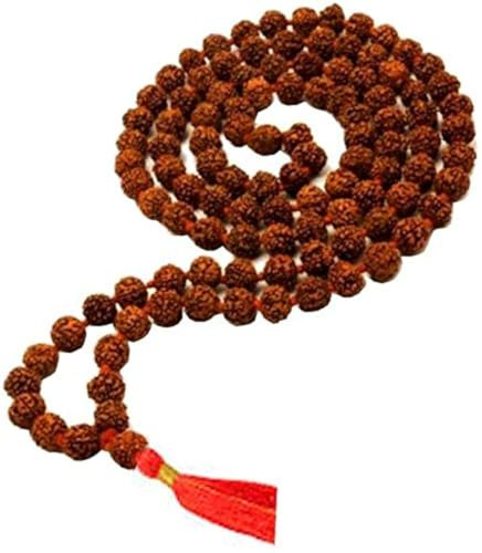 TEJVIJ AND SONS Panchmukhi Perlen (5 Gesichter), 10 mm, Größe 108, authentische echte Rudraksha-Perlen, Ornament, Rosenkranz, Japa Mala