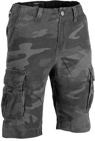 Mil-Tec US Vintage Shorts Herren Prewash • Baumwolle Cargoshorts im Used-Look für Alltag & Outdoor • Taschen am Bein & Bund • Als Kurze Arbeitshose, Freizeithose, Wanderhose • Viele Farben & Größen