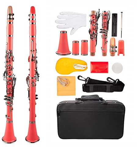 Klarinette BB. ABS B. Flache Klarinette Set Acht Farboption Anfänger Klarinette (Color : Pink)