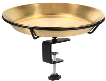 HRAYLTOP Deck Mounted Bird Bath Bird Feeder Schüssel mit 1.8 Zoll Dicker Eisenklemme für abnehmbare Außendekoration für Garten Hinterhof Patio und Deck für das Anziehen von Vögeln