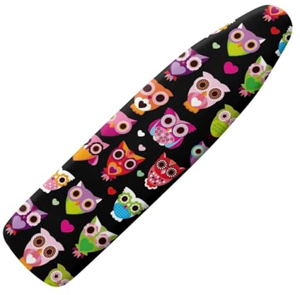 COEQINE Bügelbrettbezug mit Regenbogen-Eulen-Aufdruck, 38,1 x 137,2 cm, elastischer Rand und Klettverschluss, passend für Standard-Bügelbrettbezug für Frauen, Heimdekoration