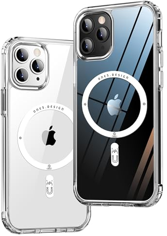 ONES Hard Hybrid Magnetic Case Compatible with iPhone 11 Pro Max Case MagSafe, Military Grade Protection, Shockproof Airbag, Scratch-Resistant, Qi Wireless Charging, Anti-Yellow Silicone Cover, Clear